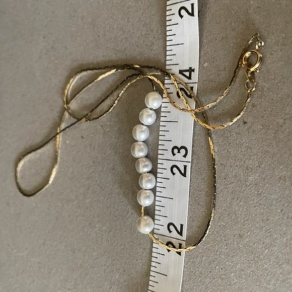 Beautiful Free-Floating Pearls on an 80"s Gold Electroplated 24" Chain, Classic - Picture 4 of 5